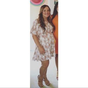 White with pink floral details dress